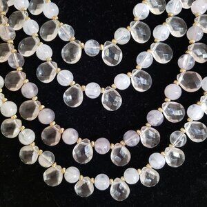 Vintage 4 Stra of Clear Faceted and Round Beads Necklace